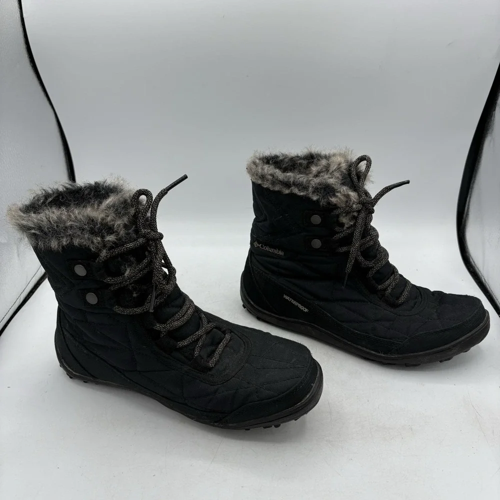 Columbia Snow Boots Womens Size 7.5 Minx Shorty III Black Waterproof Omni Grip